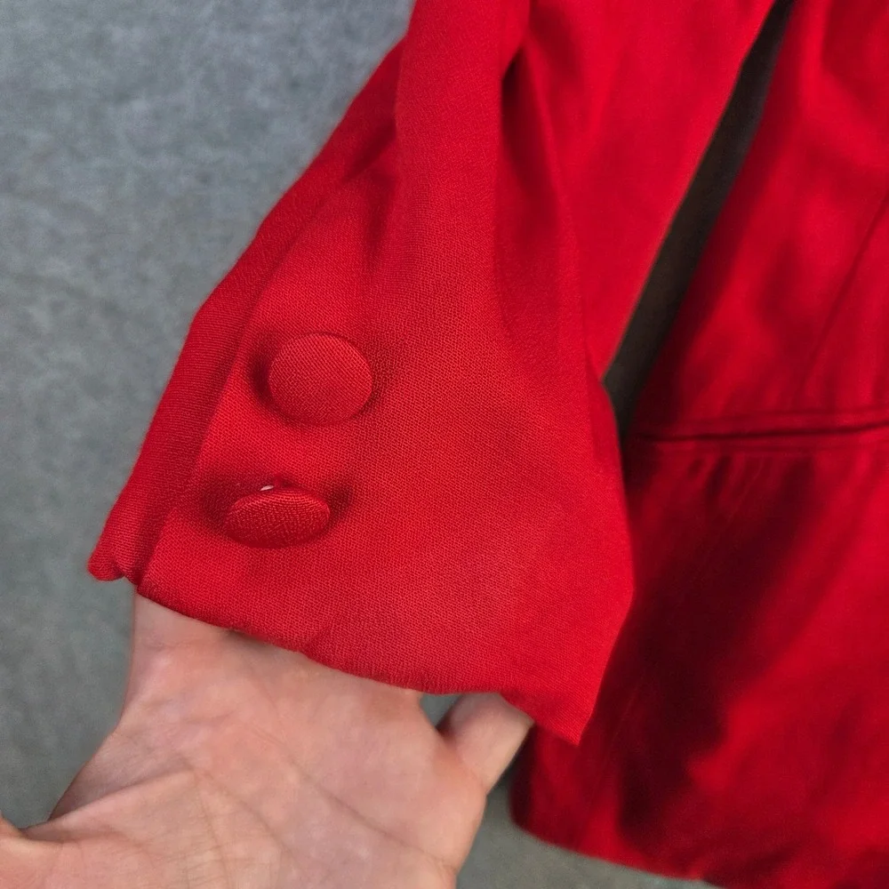 Ben & Elle Blazer Womens Size 12 Red Vintage 80s Power Suit Single Button Jacket